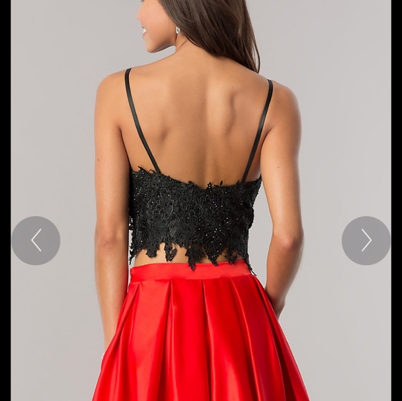 Red & Black 2 Piece Prom Homecoming Dress - Picture 2 of 4